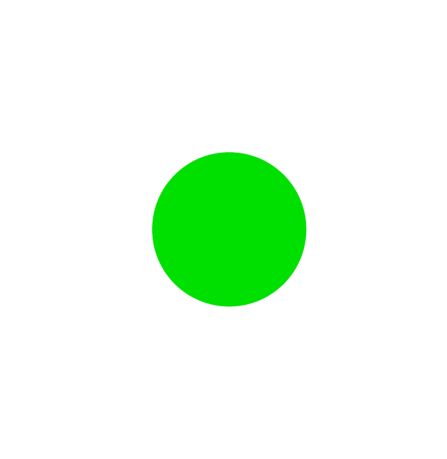 A green circle is centered on a black background, symbolizing simplicity and bold visual contrast. No landmarks or people present.