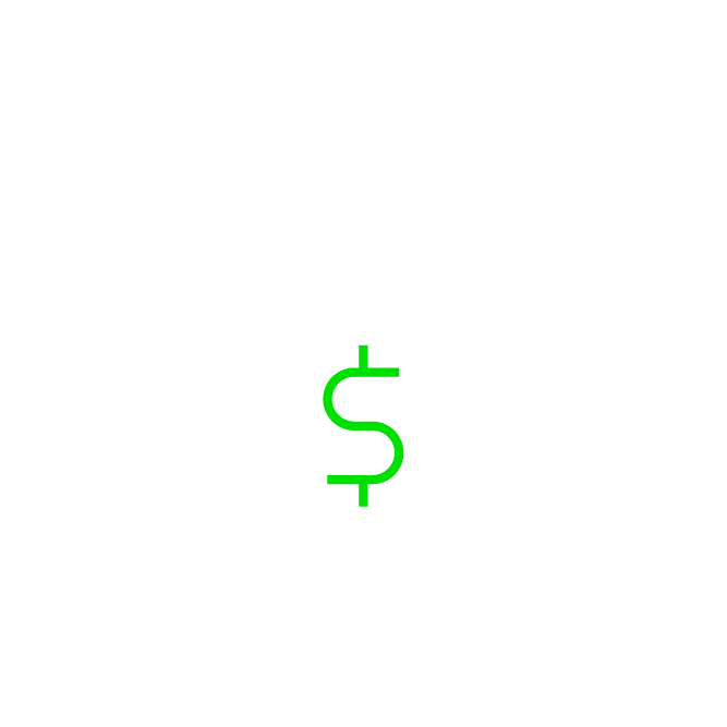 Illustration of a white bag with a green dollar sign. Simple design, symbolizing money or finance, on a plain background.