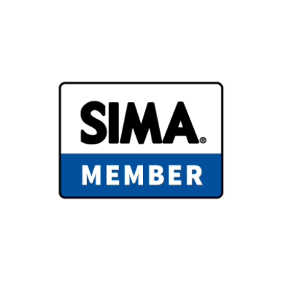 The image displays a rectangular badge with "SIMA MEMBER" text, featuring a white background and blue section, representing association membership.